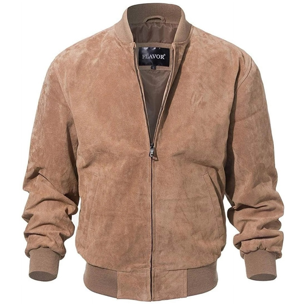 FLAVOR 100% Pigskin Cognac Suede Bomber Jacket 🧥🤎